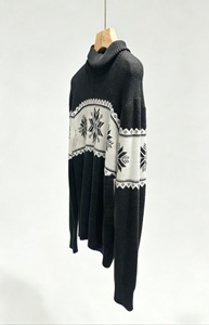 ODM/OEM Women's Viscose Polyester Blend <b>Turtleneck</b> <b>Sweater</b>, Winter Snowflake Jacquard Knit Pullover - Product Image 3