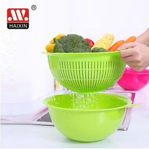 Cesta coladora de plástico PP de grado alimenticio Haixing para verduras, frutas y ensaladas con contenedor - Product Image 3