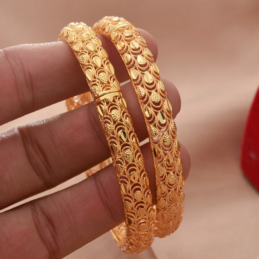 Dubai Wholesale Gold Color Bangle African Wedding Party Bracelet Jewelry Gift Hawaiian Arab Charm Bangle