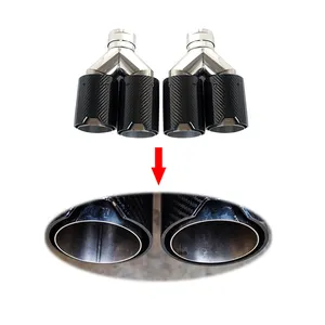 Exhaust muffler tips tail exhaust pipe for BMW M Series rear bumper Carbon Fiber 304 Stainless Dual Exhaust Tip
