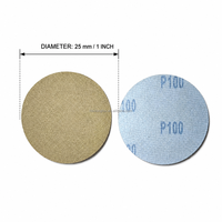 Disque de ponçage jaune doré de 1 pouce (25 mm) à crochets et boucles en oxyde d'aluminium pour le polissage de précision des petites surfaces P60-P1000