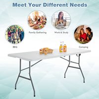 Table pliante portable rectangulaire en plastique blanc pour banquet, barbecue, camping, pique-nique