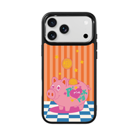 Coque de téléphone AG Feeling Black Edge avec motif cochon porte-bonheur doré pour iPhone 17, 17 Pro Max, 16 Pro, 15, 15 Pro Max, 15 Pro, 14 Pro Max – Coque magnétique
