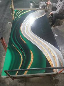 Panneaux muraux en PVC brillant, résistants au feu, imperméables et <span class=keywords><strong>anti</strong></span>-humidité, en feuille de marbre UV élégante de 3 mm, 1220x2440MM, prêts à découper - Product Image 2