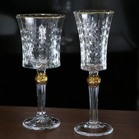 Verre à vin rouge et à champagne de style français avec cristal de galvanoplastie doré pour hôtels vintage européens
