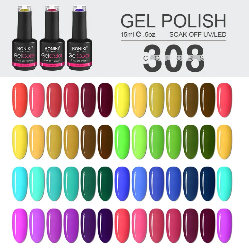 RONIKI Wholesale China Nail Gel Supplier OEM Bottles Private Label Colors Soak Off Led nails polish colour uv gel Nail Polish