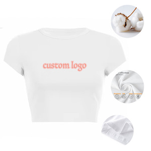 Camisetas de <span class=keywords><strong>Mujer</strong></span> Personalizadas de Alta Calidad, Impresión DTG, Camiseta 2k, <span class=keywords><strong>Ropa</strong></span> de Gimnasio Moderna, Top Corto, Camisetas Básicas de Manga Corta, Ajustadas - Product Image 3