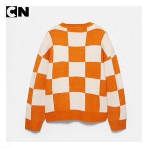 Suéter con Certificación GRS, Logotipo Personalizado de Fábrica, Suéter de Punto para Hombre, de Poliéster y Algodón, con Estampado Jacquard de Letras y Cuadros, para Invierno - Product Image 4