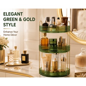 3-Tier Rotating Cosmetic <b>Storage</b> <b>Rack</b> With 360 Degree Smooth Rotation For Bathroom Vanity Organizer Modern Plastic Makeup Holder - Product Image 4