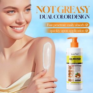 Lotion corporelle super blanchissante à l'amande SADOER 500ml, hydratante, éclaircissante, réparatrice pour peaux sèches et rugueuses, anti-taches brunes, crème corporelle anti-âge - Product Image 4