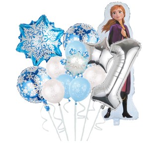 Set dekorasi pesta ulang tahun Nomor anak tema Frozen 13 buah balon Foil Anna <span class=keywords><strong>Elsa</strong></span> kepingan salju Natal balon mandi bayi K0051 - Product Image 3
