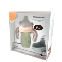 Boîte d'emballage en carton rigide avec laminage brillant personnalisé OEM pour produits pour bébés avec biberon et sucette en cadeau