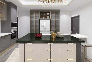 Gabinetes de Cocina Modernos de Madera de Pino Maciza con Acabado Gris Brillante Estilo Europeo, con Puertas de MDF Resistentes al Agua para Uso en la Cocina - Product Image 3