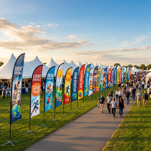 Drapeau de plage pour festival estival, publicité extérieure, drapeau en forme de larme personnalisé de 13 pieds avec poteau en aluminium et base à pointe, double face - Product Image 5