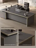 Ensemble de chaise de bureau de direction avec armoire latérale, mobilier de bureau moderne minimaliste, table de direction