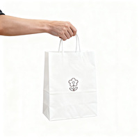 Sacs cadeaux en papier kraft recyclable rose avec poignées en corde de coton, imperméables, imprimés sur mesure, à fond carré, pour baby shower, vente en gros