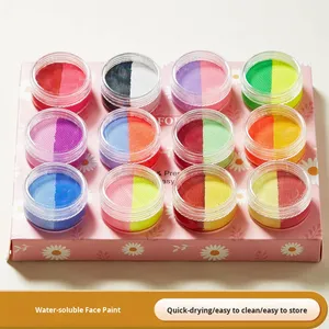Caja de 12 Compartimentos con 8 Colores de Pintura Facial y Corporal Natural, Soluble en Agua, Brillante en la Oscuridad, para Niños, <span class=keywords><strong>Navidad</strong></span> - Product Image 3