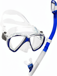 Ensemble de masque de plongée sous-marine pour adultes, lentilles en verre trempé en silicone imperméables, tuba rotatif à 360° pour plongeurs myopes/hypermopes - Product Image 1