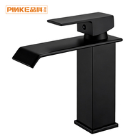 Grifo monomando de lujo moderno de acero inoxidable negro para lavabo con caño y control de caudal, para baño cerámico
