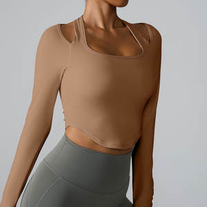Transpirable de manga larga <span class=keywords><strong>Ropa</strong></span> de <span class=keywords><strong>yoga</strong></span> Cuello Halter Mujeres Fitness Entrenamiento Deportes Top <span class=keywords><strong>Ropa</strong></span> de <span class=keywords><strong>yoga</strong></span> - Product Image 1