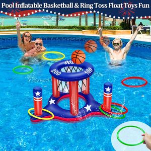 Jeu de fléchettes flottant gonflable 2-en-1 avec panier de basket et tableau de scores pour adolescents et adultes, idéal pour les fêtes aquatiques estivales - Product Image 4