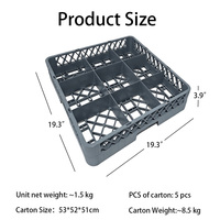 Support de lave-vaisselle en plastique robuste pour verres et gobelets, 9 compartiments, avec rallonges, pour restaurants