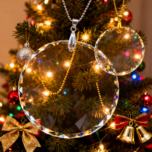 Ornamen pohon Natal kristal, ornamen gantung kaca kristal bulat untuk dekorasi pesta rumah liburan - Product Image 5