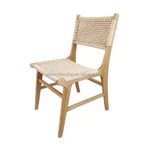 आउटडोर इनडोर लकड़ी खाने की कुर्सियों बुना कागज कॉर्ड सीटें आधुनिक सस्ते लकड़ी खाने की कुर्सियों
