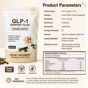 Café instantané fonctionnel aux herbes, marque privée personnalisée, fabrication OEM, avec L-Carnitine et soutien GLP-1 pour la gestion du poids et le métabolisme - Product Image 5