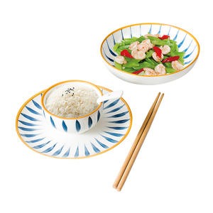 Ensemble de bols en céramique peints à la main de style japonais, motif bleu sous glaçure, vaisselle de table pour la maison, cadeau pour usage domestique - Product Image 5