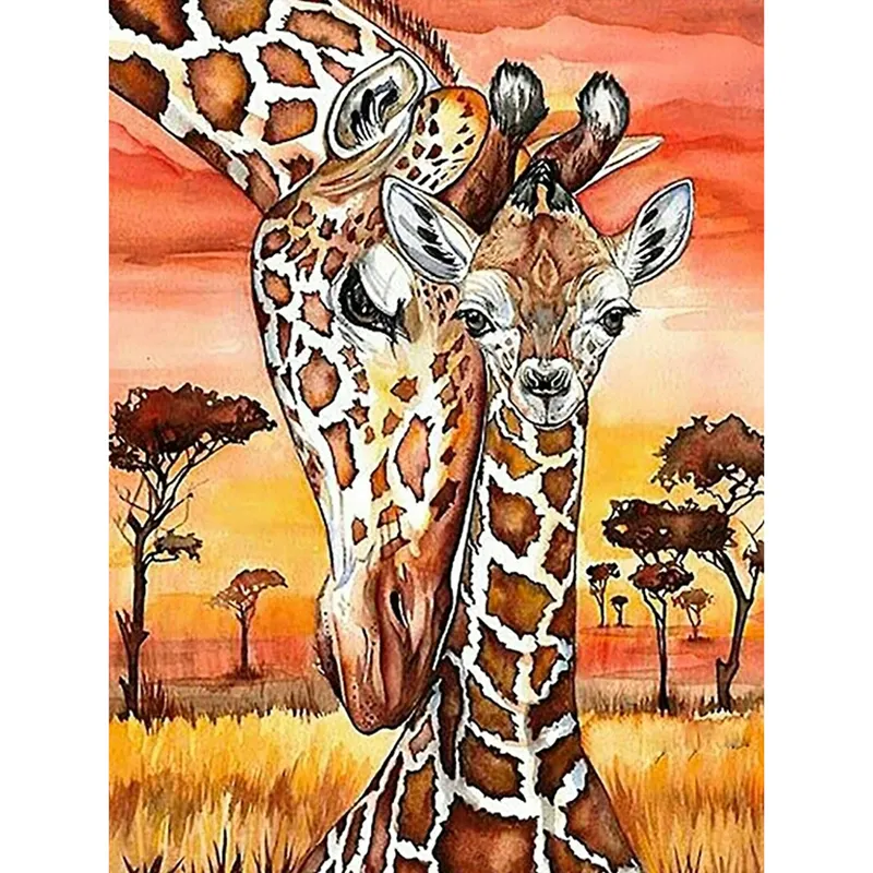 Diy Diamant Painting Kruissteek Kits Afrikaanse Savanne Giraffe Dier 5d Diamant Borduurwerk Schilderij Huisdecoratie