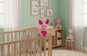 Juguete de peluche de conejo rosa de 9 cm, decoración colgante para habitación de niños, guardería, tema animal, diseño compacto - Product Image 2