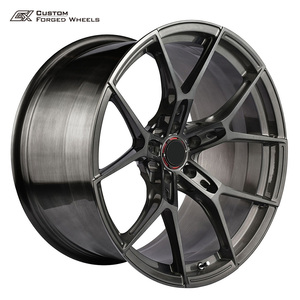 ล้อฟอร์จสั่งทำพิเศษขนาด 20 นิ้ว สี Gunmetal ขัดเงา พร้อมวงแหวนสีแดงที่ฝาครอบดุมล้อ สำหรับ Corvette C8 - Product Image 3