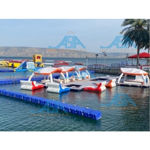 Plataforma Flotante Inflable para Agua con Sombra y Asientos |   Plataforma Flotante Modular para Yates, Playas y Parques Acuáticos - Product Image 4
