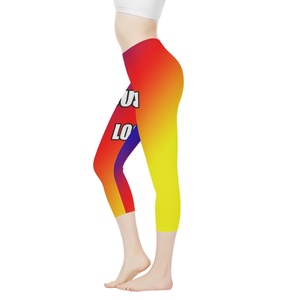 Sublimación República <span class=keywords><strong>Dominicana</strong></span> pantalones capri personalizados para mujer cintura alta amigable transpirable gimnasio Yoga Leggings ropa al por mayor - Product Image 6
