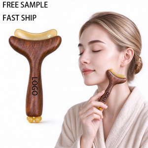 Herramienta de masaje de acupresión de 5 cuentas con logotipo personalizado, tabla de raspado de meridianos pulida a mano para alivio del estrés, cepillo para el cabello - Product Image 1