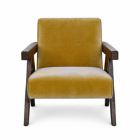 Fauteuil en velours avec structure en bois de chêne, fauteuil lounge moderne pour salon, hôtel, sur mesure OEM ODM