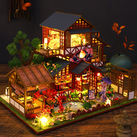 Jouets en bois, puzzle 3D, coin lecture, bricolage, kit de maison miniature, style japonais, mini villa, modèle avec lumière LED, décoration artisanale
