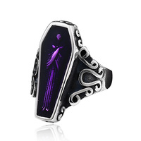 Bague en acier inoxydable 316L étanche pour homme, motif cercueil de momie vampire égyptien ancien, vente en gros
