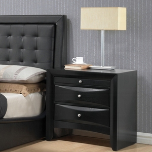 Black 2-<b>Drawer</b> Nightstand With Tray Modern Bedroom <b>Storage</b> <b>Drawer</b> Unit - Product Image 1