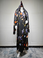 Robe Abaya pour femmes musulmanes, imprimé floral, cardigan Abaya, robe de mode modeste, Abaya ouverte d'été pour femmes musulmanes avec hijab