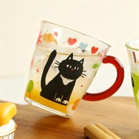 Gobelet en verre imprimé de dessins animés haute capacité, tasse à jus et à eau esthétique résistante aux hautes températures pour la maison