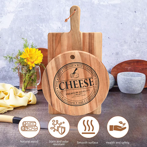 2024 planches à découper en bois d'acacia personnalisées pour la préparation des repas de cuisine et le service ensemble de planche de service avec poignée - Product Image 5