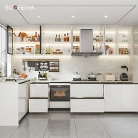 Ensemble d'armoires de cuisine modernes Sofeyia sur mesure, design complet, laquées blanches brillantes, prix compétitif