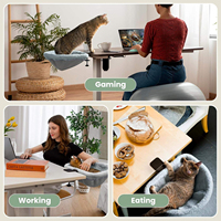 Lit de bureau moderne pour chat, en forme de hamac en peluche, pliable, à clipser sur un bureau d'ordinateur, design semi-circulaire, avec fausse fourrure douce