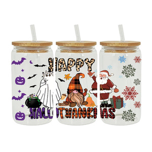 Envolturas DTF UV <span class=keywords><strong>para</strong></span> Vasos al por Mayor, Diseños de Fantasmas y Sonrisas, Pegatinas DTF <span class=keywords><strong>para</strong></span> Vasos de Vidrio, Temática de Halloween y Acción de Gracias - Product Image 4