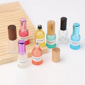 High-grade Round <strong>Essential</strong> <strong>Oil</strong> Roller Ball Bottle <strong>Walnut</strong> Beech Lid Spray Sample Perfume Bottle Custom Color logo - Product Image 1