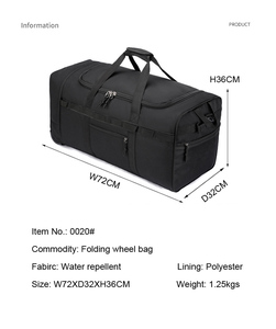Unisex Polyester large capacity folding travel <b>wheel</b> bag <b>backpack</b> unisex cross body shoulder multi functional luggage bag - Product Image 3