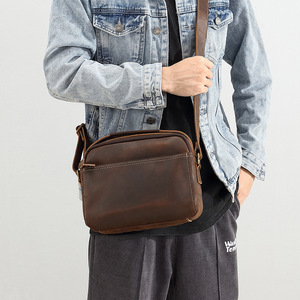 Real Leather Crossbody <strong>Bag</strong> for <strong>Daily</strong> New Arrival Retro Vintage Style Genuine Cowhide Crazy Horse Leather Shoulder <strong>Bag</strong>