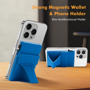 Saffiano Leather Magnetic <b>Card</b> <b>Holder</b> <b>Wallet</b> Mobile Phone <b>Card</b> Slot <b>Holder</b> Stand <b>for</b> Cell Phone - Product Image 5